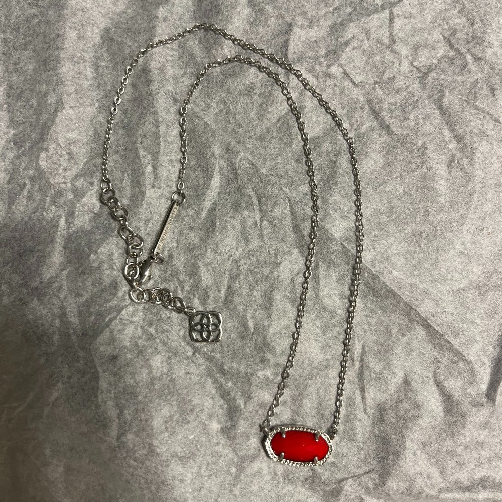 Kendra Scott Elisa Silver Pendant Necklace in Red